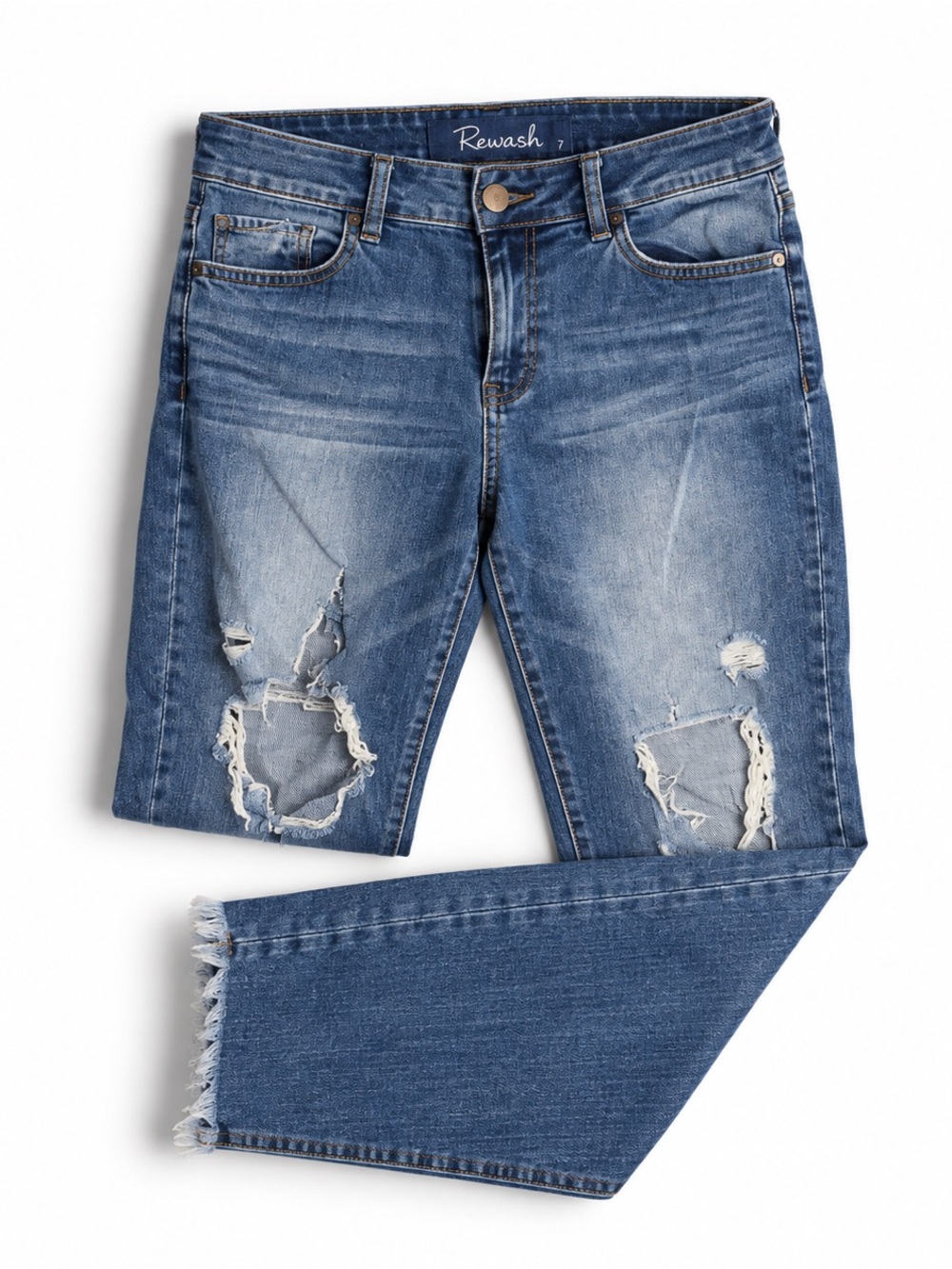 Rewash Women's Distressed High Rise Jeans Blue Size 7 Medium Wash‎